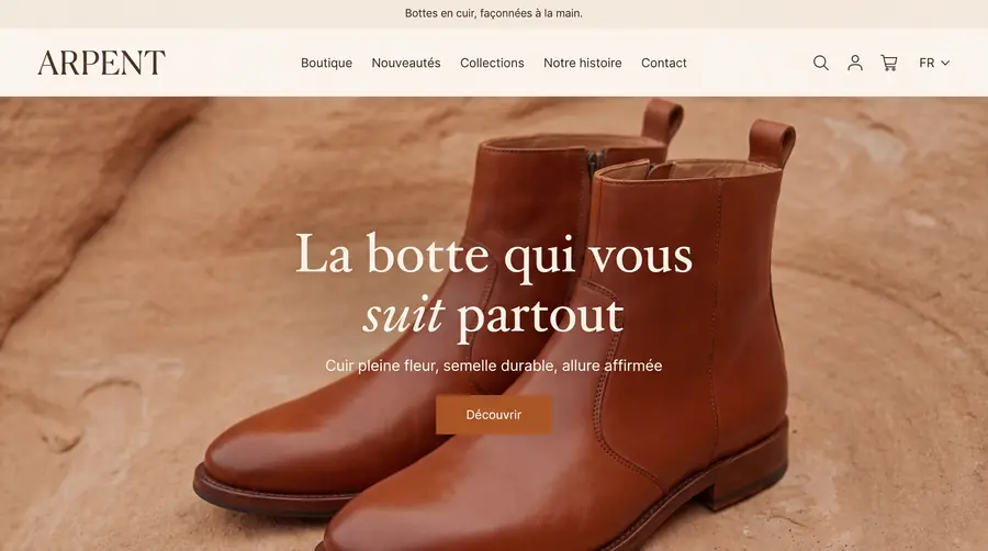 Modèle de boutique ARPENT — Mode