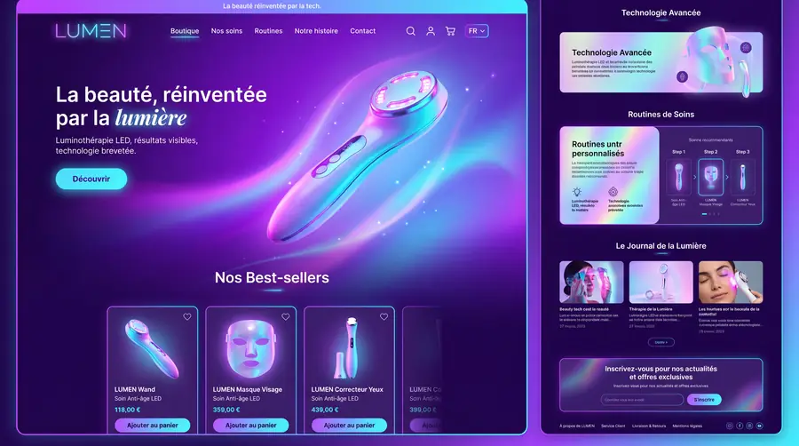 Modèle de boutique LUMEN — Concept