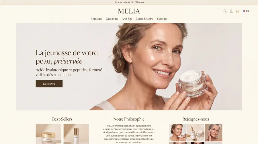 Modèle de boutique MELIA — Cosmétique