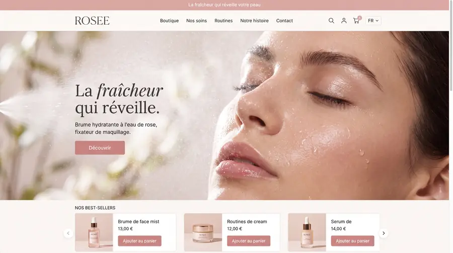 Modèle de boutique ROSEE — Cosmétique
