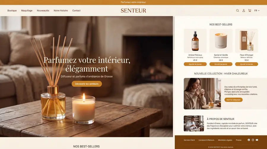 Modèle de boutique SENTEUR — Beauté