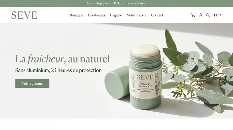 Modèle de boutique SEVE — Cosmétique